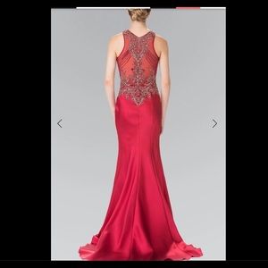 Embellished High Neck Trumpet Dress